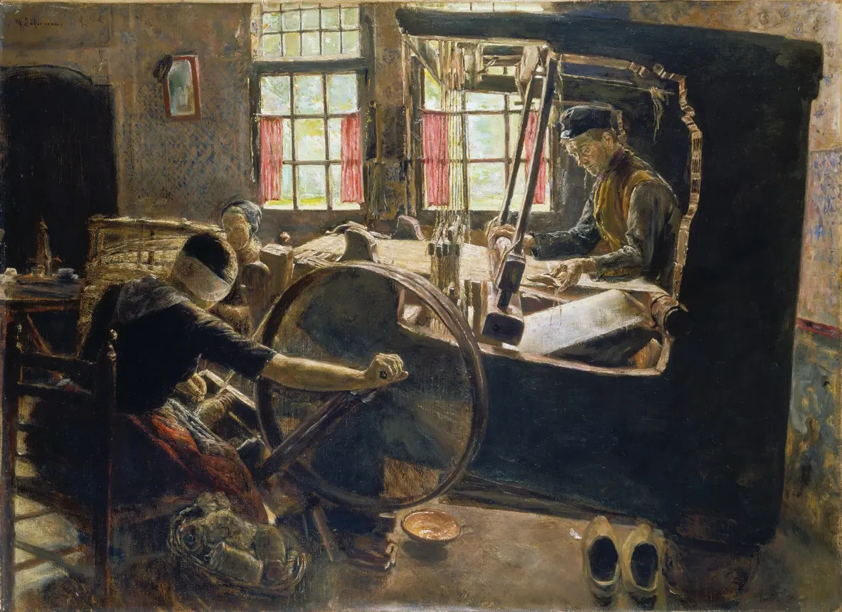 Picture of Max Liebermann's painting 'The Weaver' from 1882