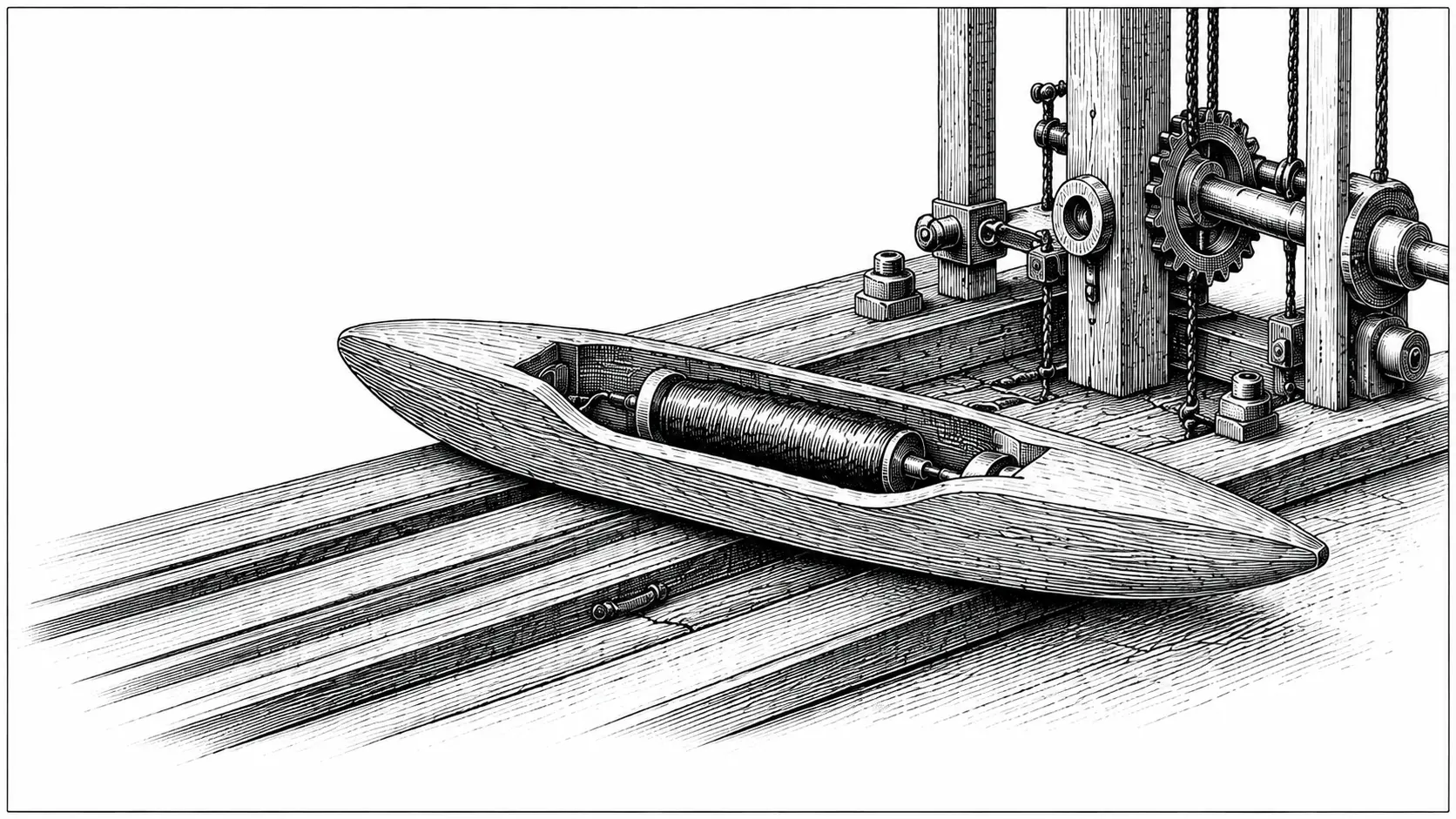 A wooden shuttle from an 1800s loom.